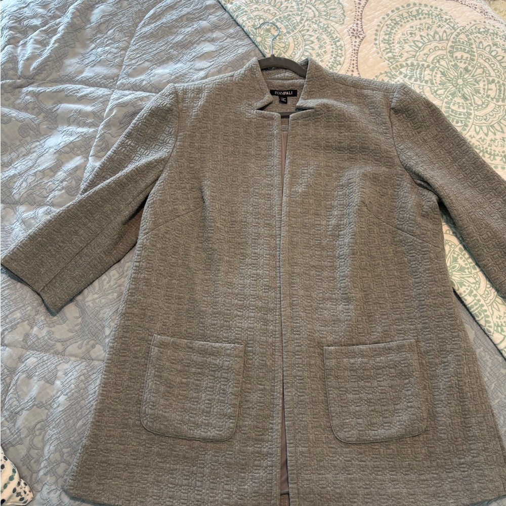 Grey Jacket - Roz & Ali - 3/4 Sleeve Ultra Soft Textured Fabric - Picture 3 of 15